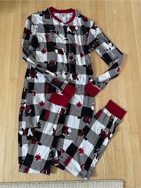 Women Long-Sleeve Red Black Buffalo Plaid Pajama Set